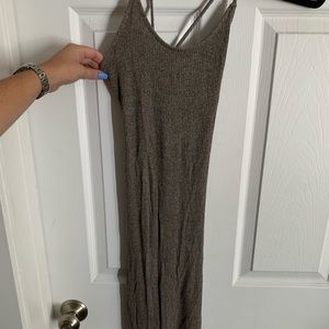 Scoop neck tan dress